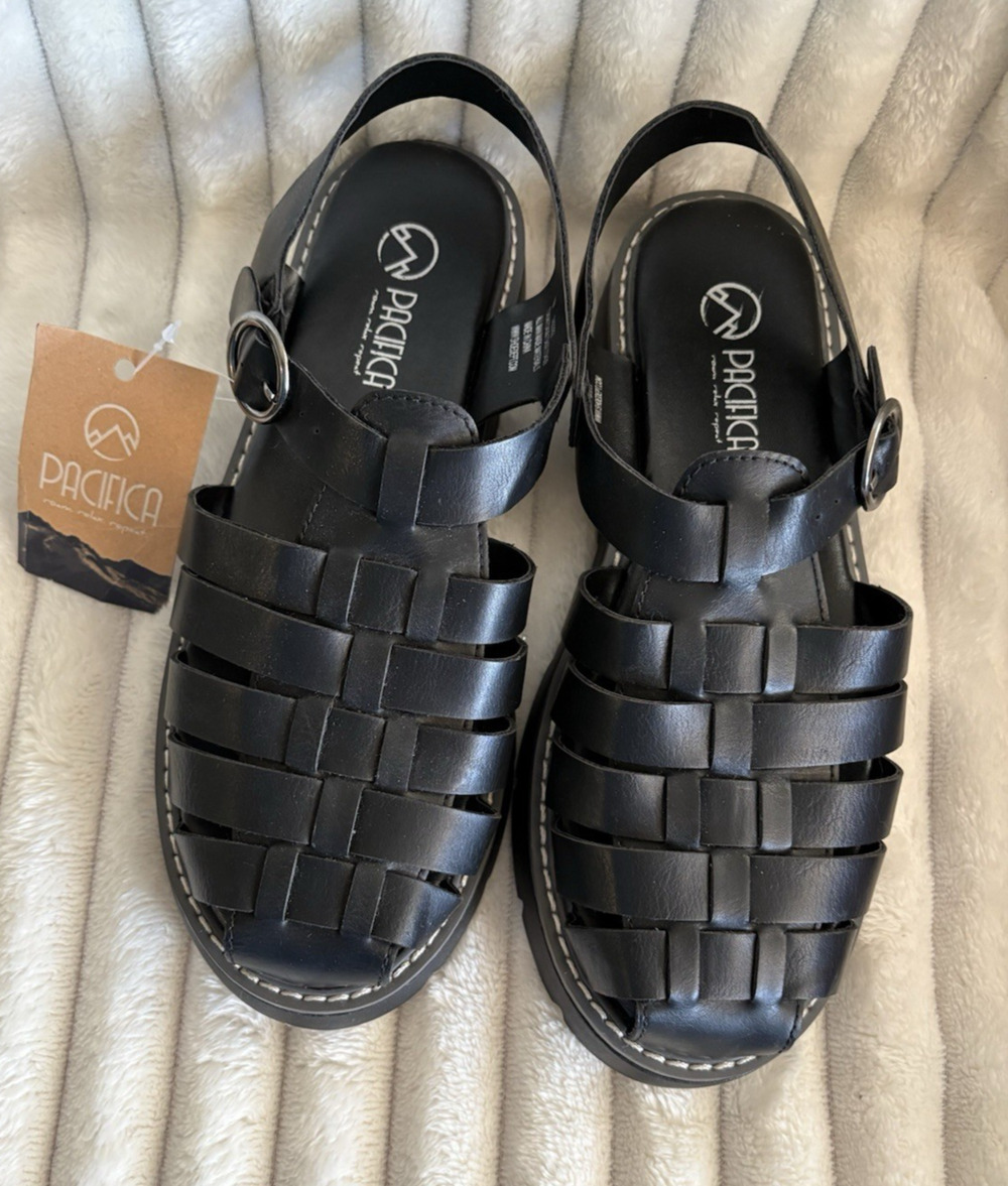 Women's Pacifica Black Strap Ankle Sandals Size 7 M NEW with Tags